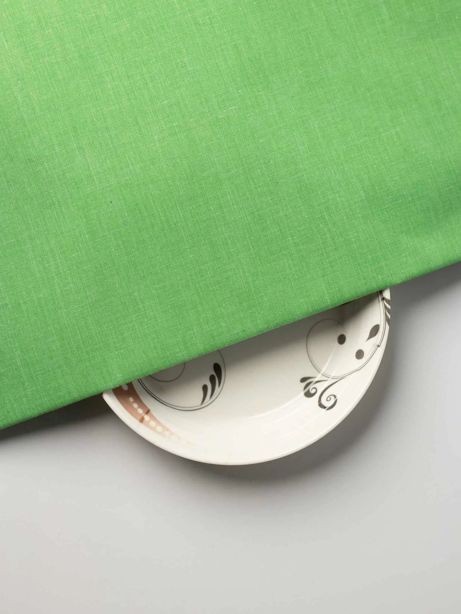 Green Colour Plain Pure Khadi Fabric