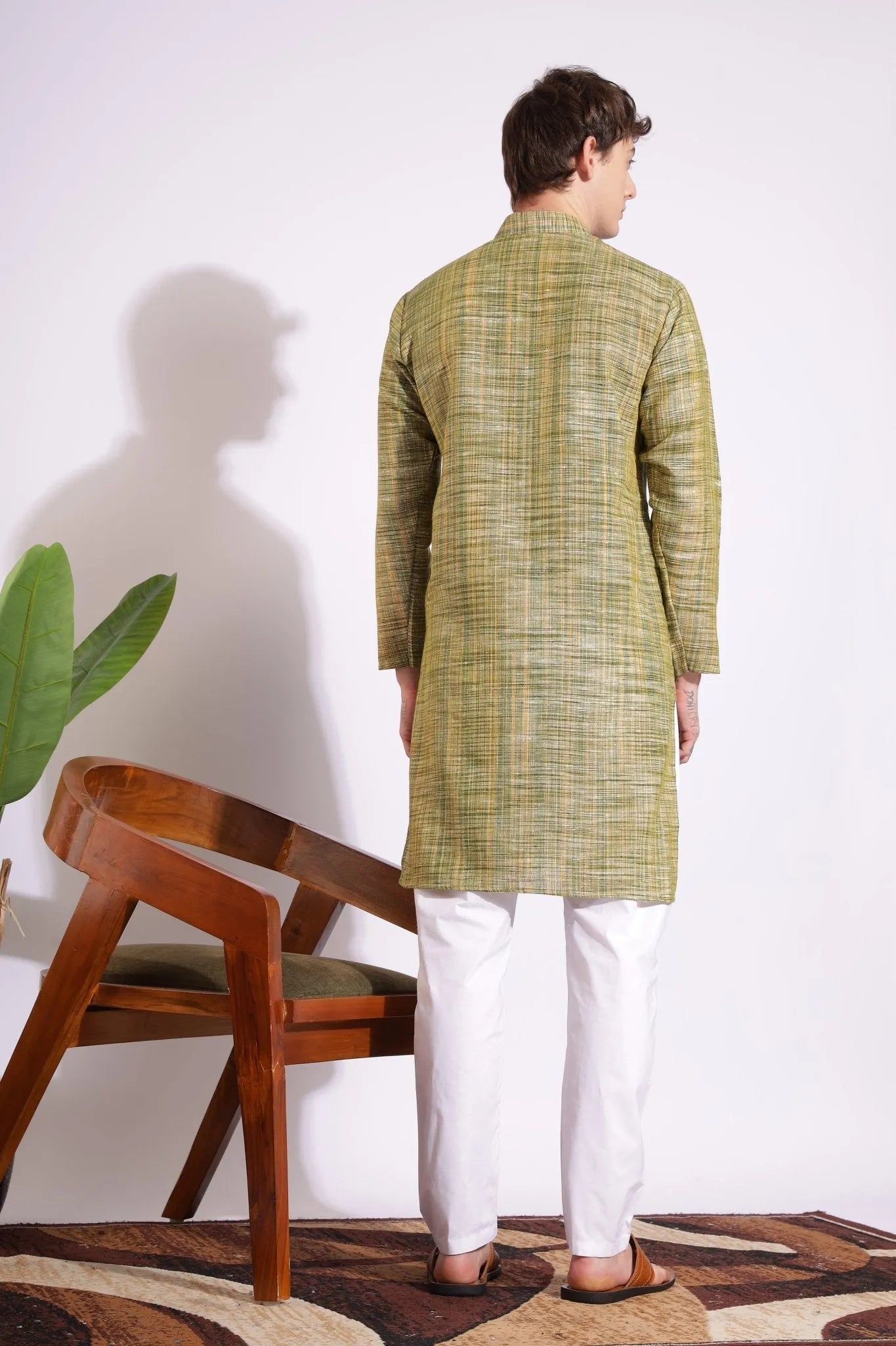 Dark Green Khadi Kurta