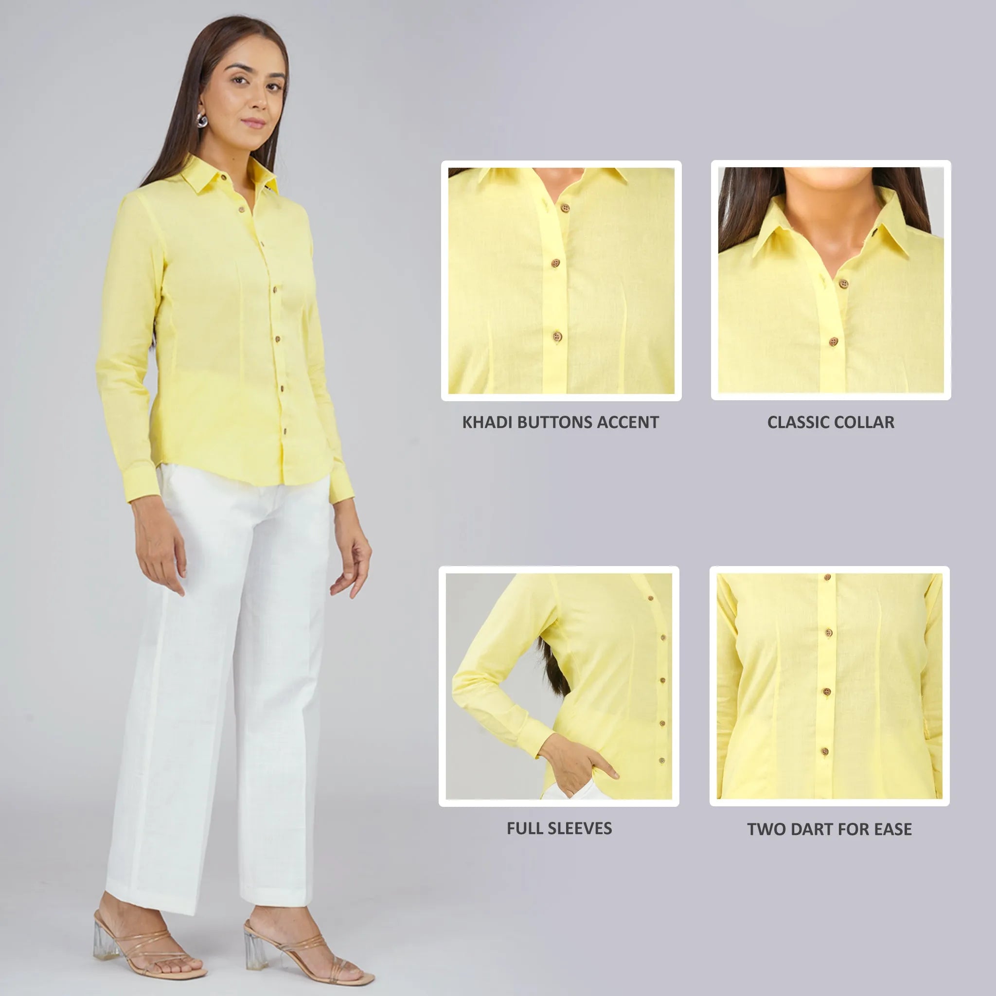 Women's Khadi Shirt Pastel Yellow