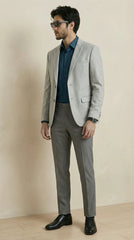Silver Grey Tweed Blazer | 100% Wool, Classic Structured Fit