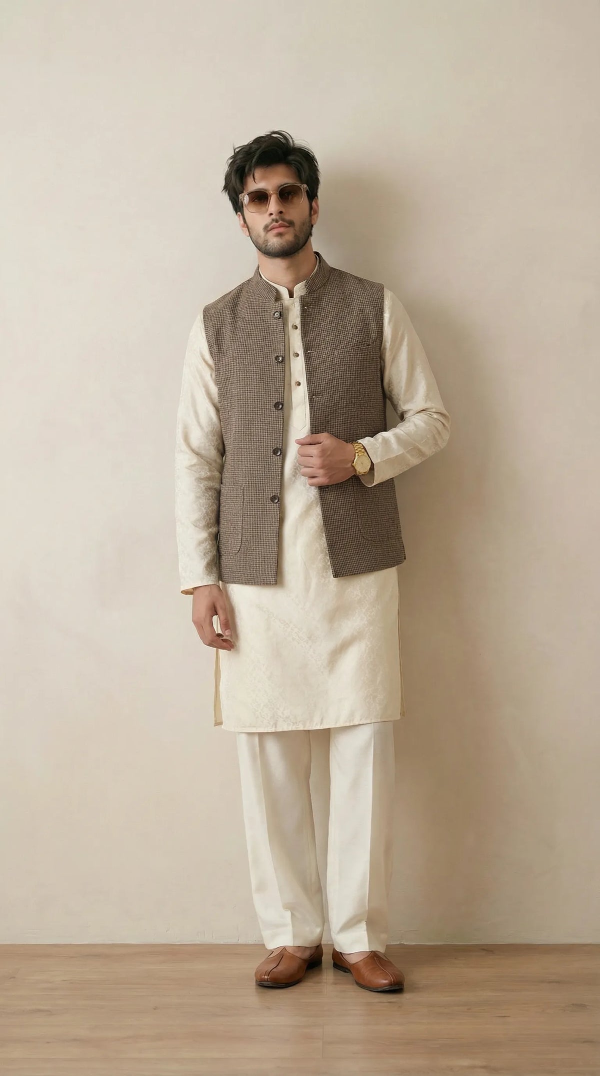 Dusty Brown Signature Nehru Fit Jacket | 100% Woolen