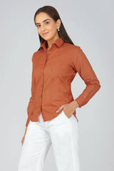 Women's Khadi Shirt Rust Orange