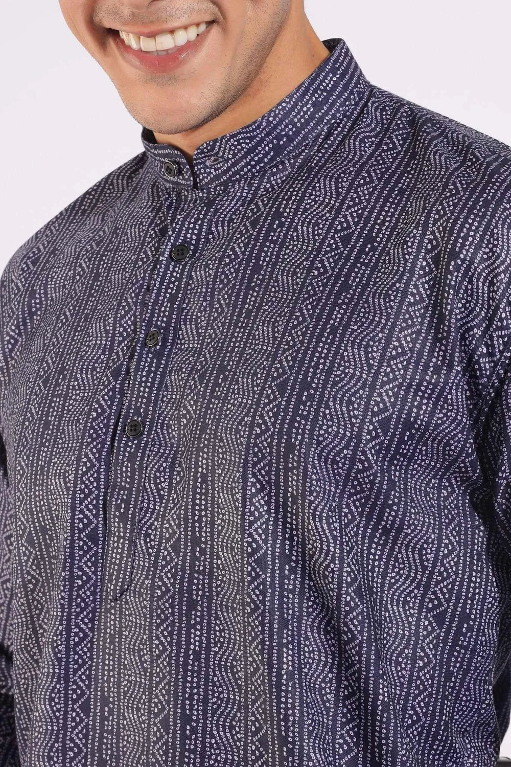 Trending Black and Grey Lining Design Print Kurta