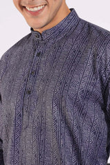 Trending Black and Grey Lining Design Print Kurta