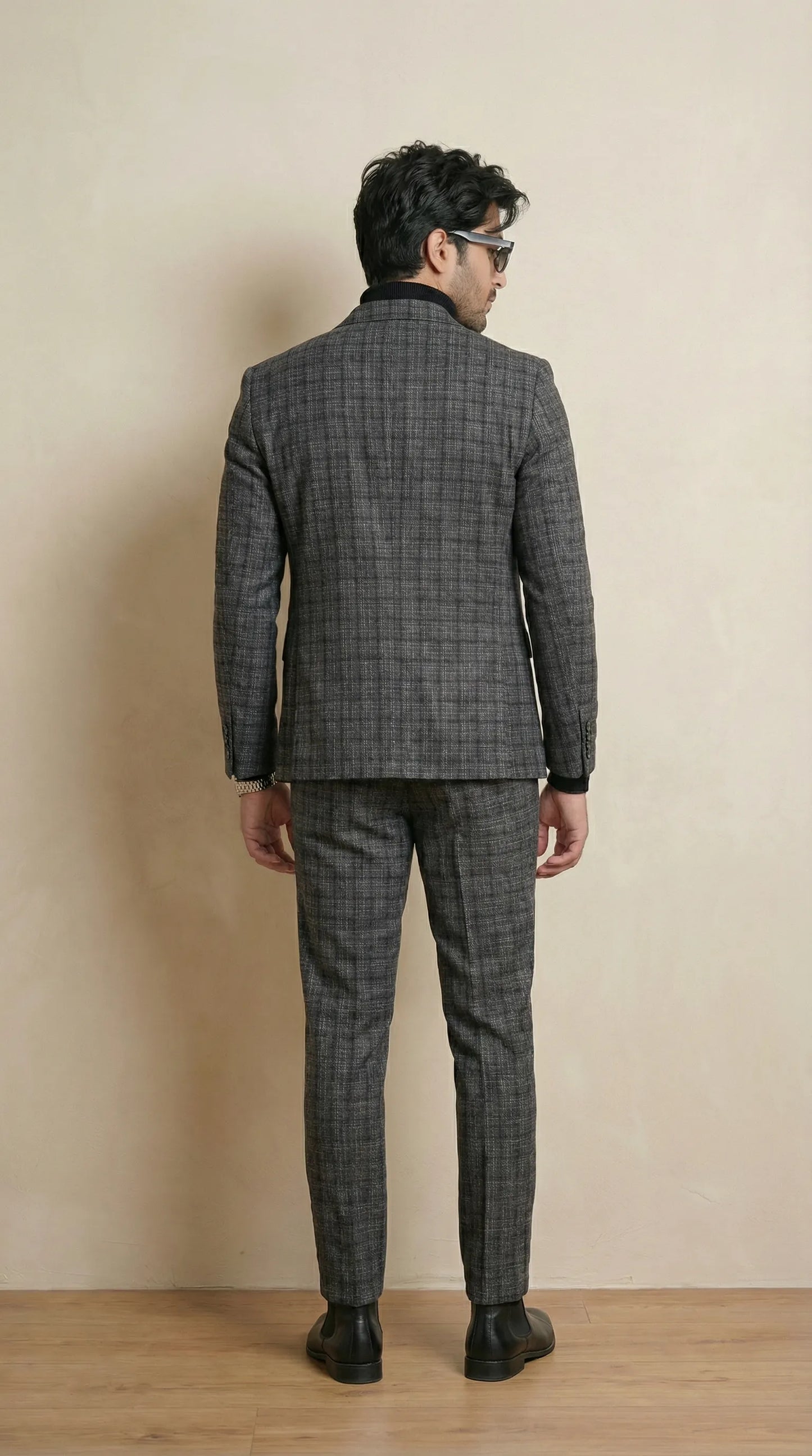 Stone Grey Tweed Blazer | 100% Wool, Classic Structured Fit