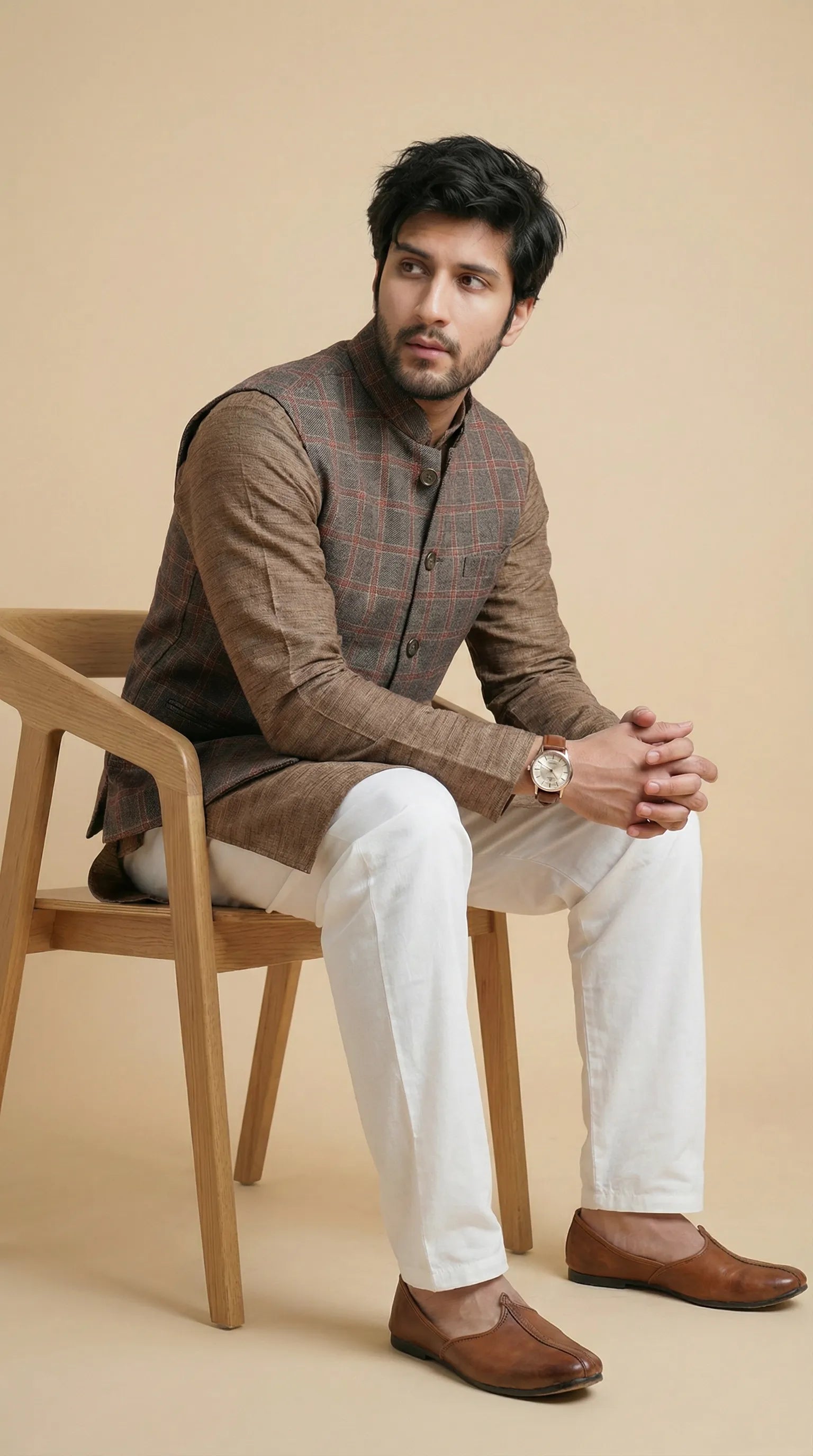 Medium Grey Signature Nehru Fit Jacket | 100% Woolen