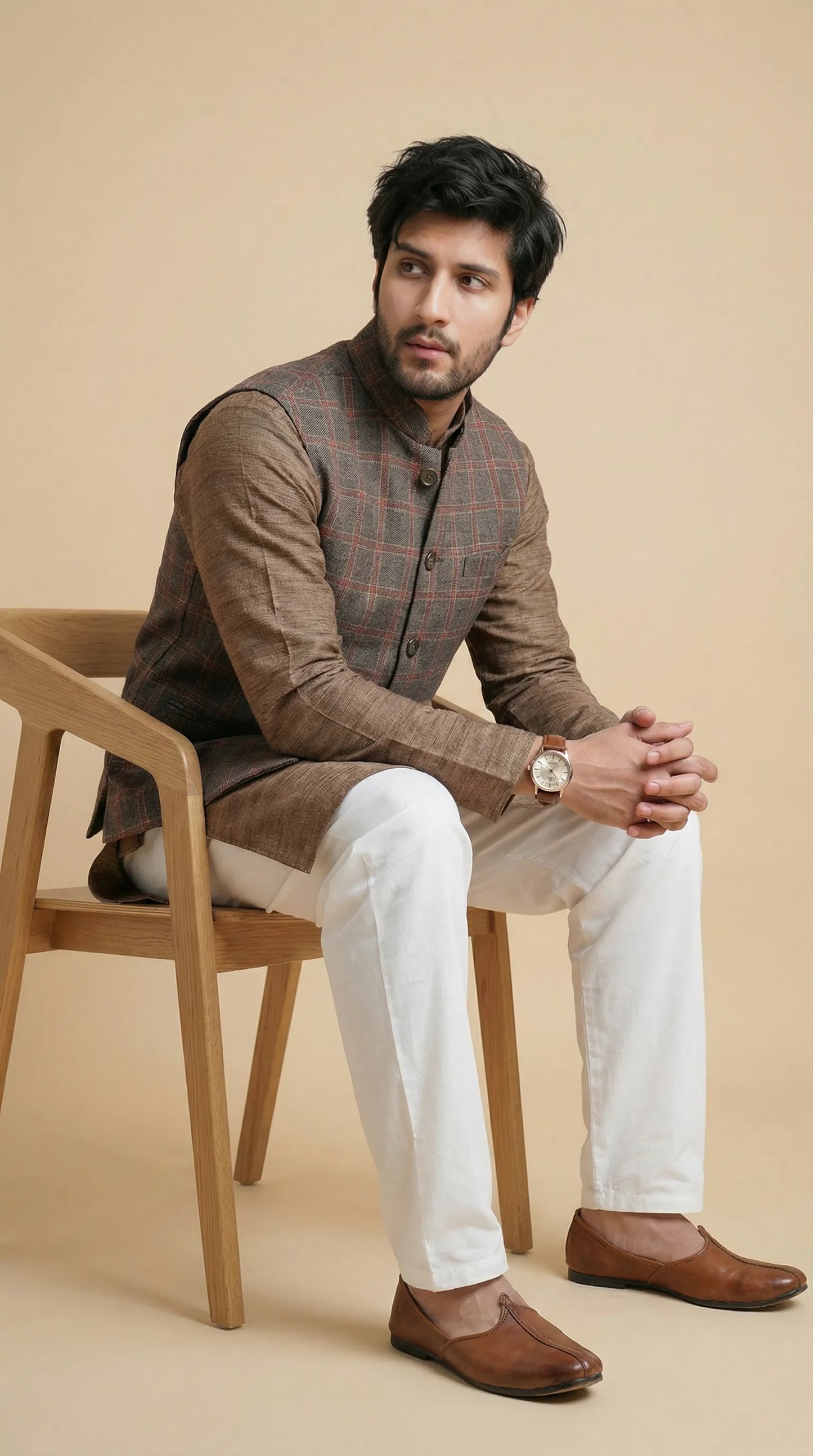 Medium Grey Signature Nehru Fit Jacket | 100% Woolen