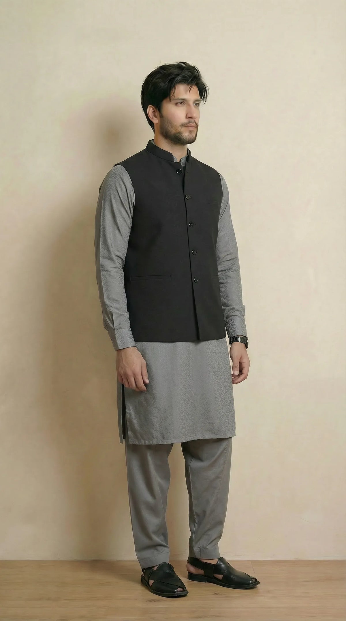 Black Signature Nehru Fit Jacket | 100% Woolen