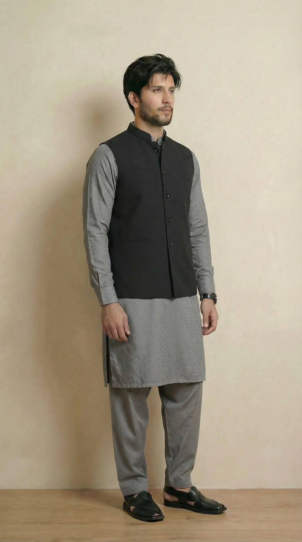 Black Signature Nehru Fit Jacket | 100% Woolen