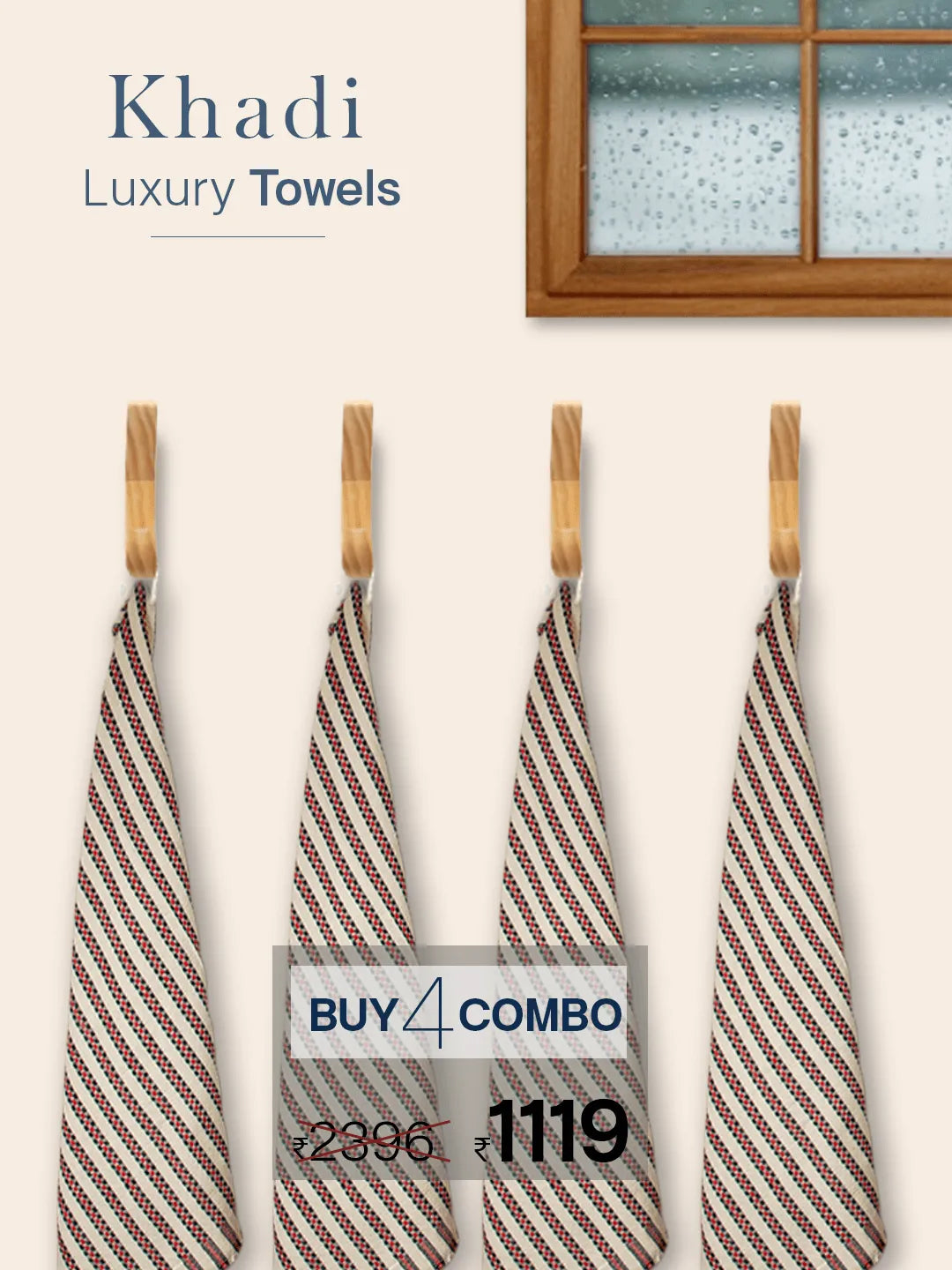 100% Cotton Khadi Towel Red Check