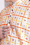 Traditional Print Kurta Cream Color