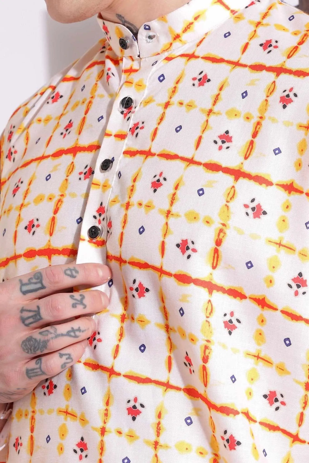 Traditional Print Kurta Cream Color