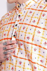 Traditional Print Kurta Cream Color