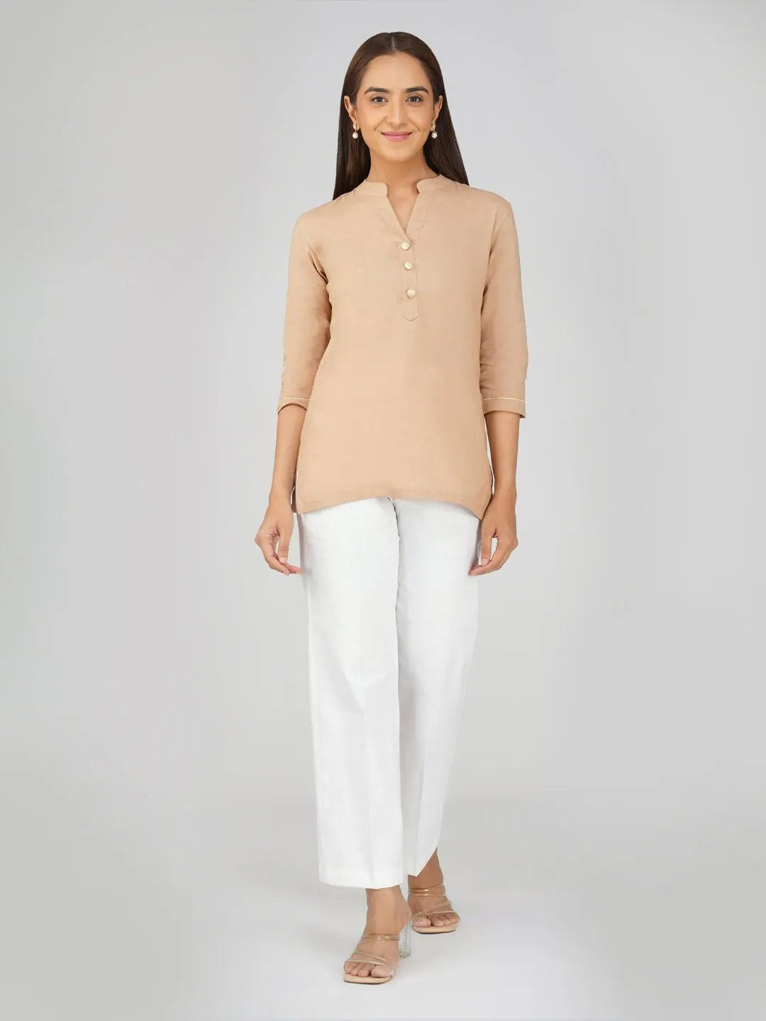 Women's Khadi Short Kurti Light Olive Green