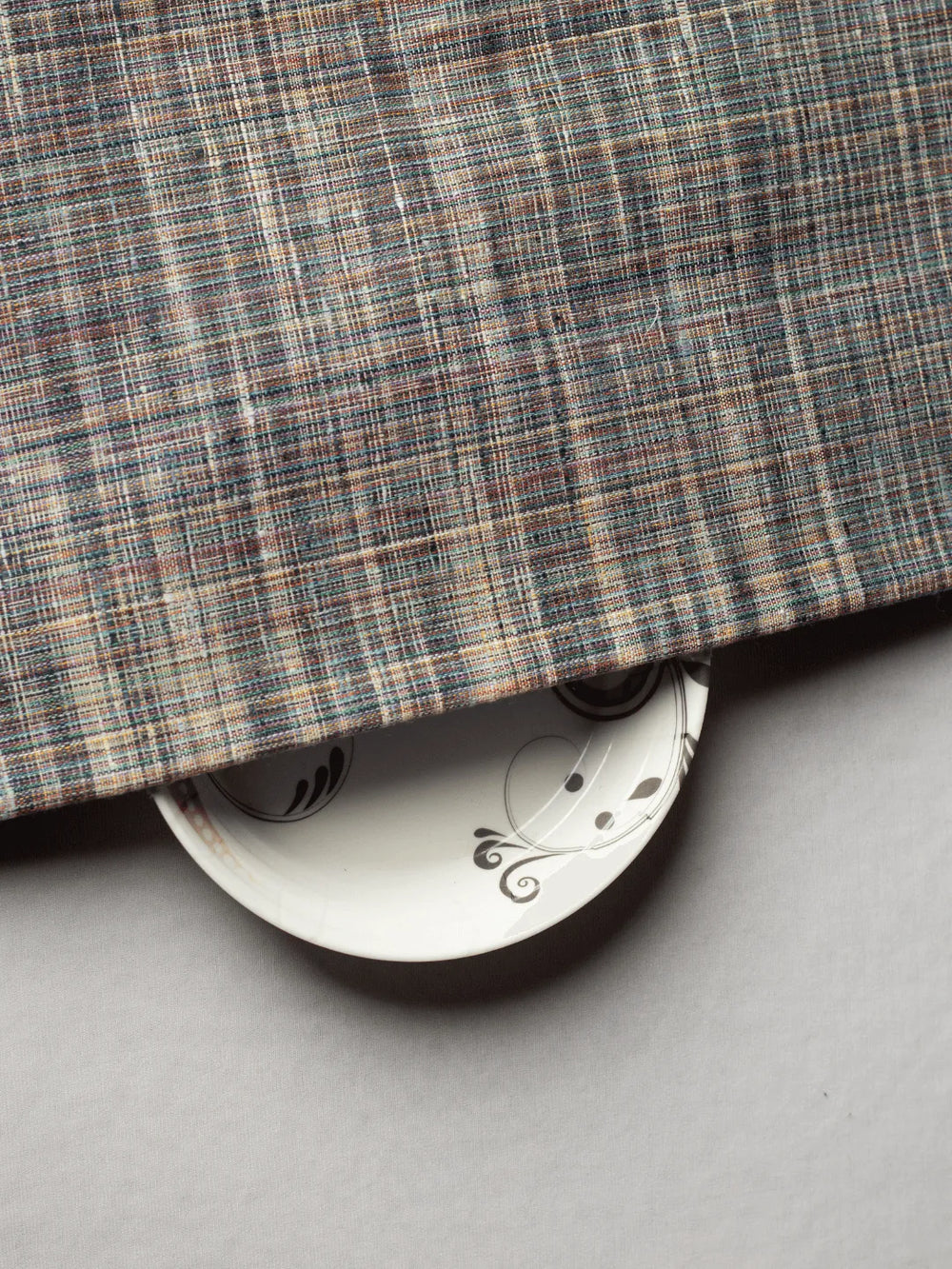 Bluish Gray Traditional Pattern Pure Khadi Fabric