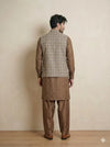 Dark Beige Signature Nehru Fit Jacket | 100% Woolen