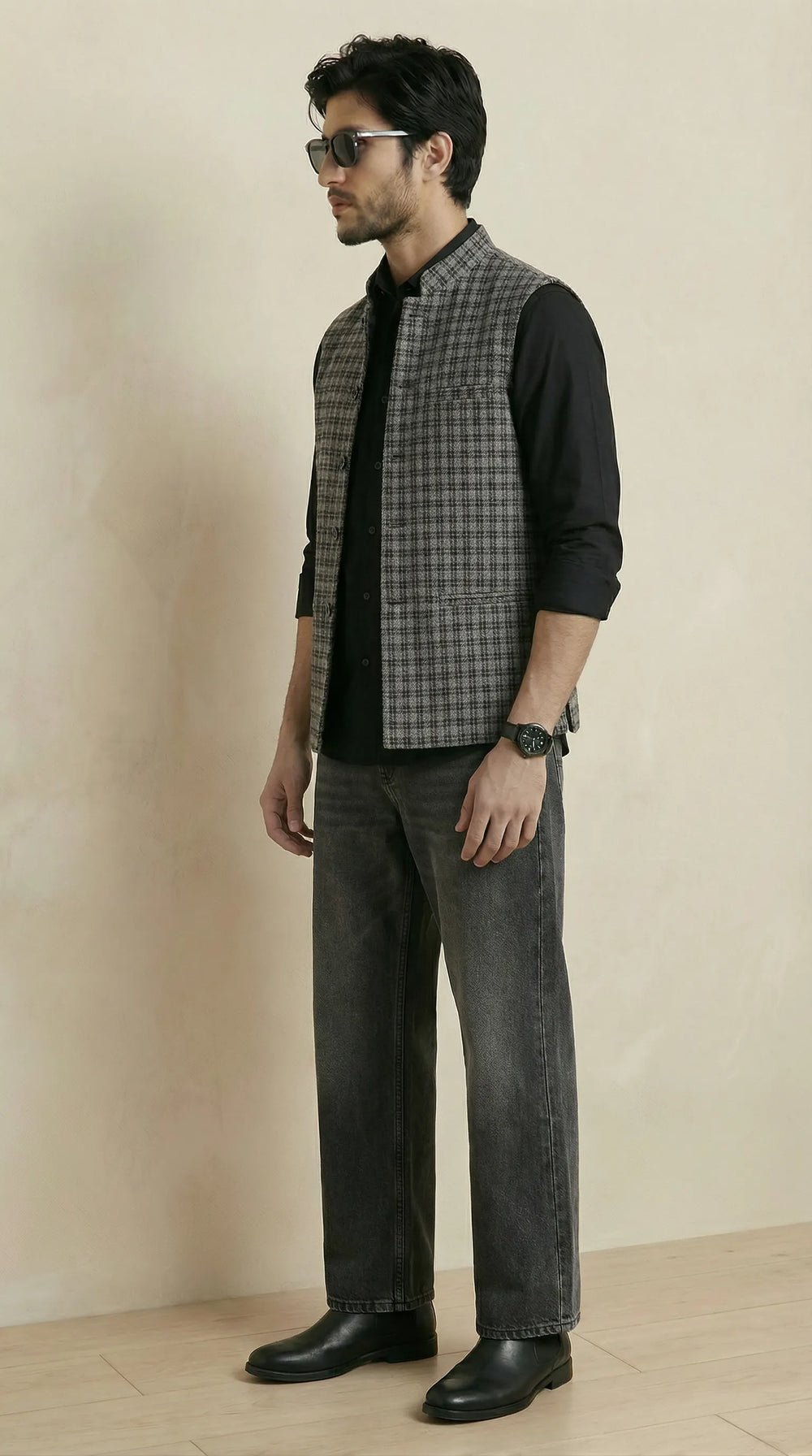 Reversible Iron Grey Nehru Fit Jacket | 100% Woolen