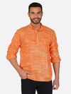 Pure Khadi Short Kurta in Orange Color