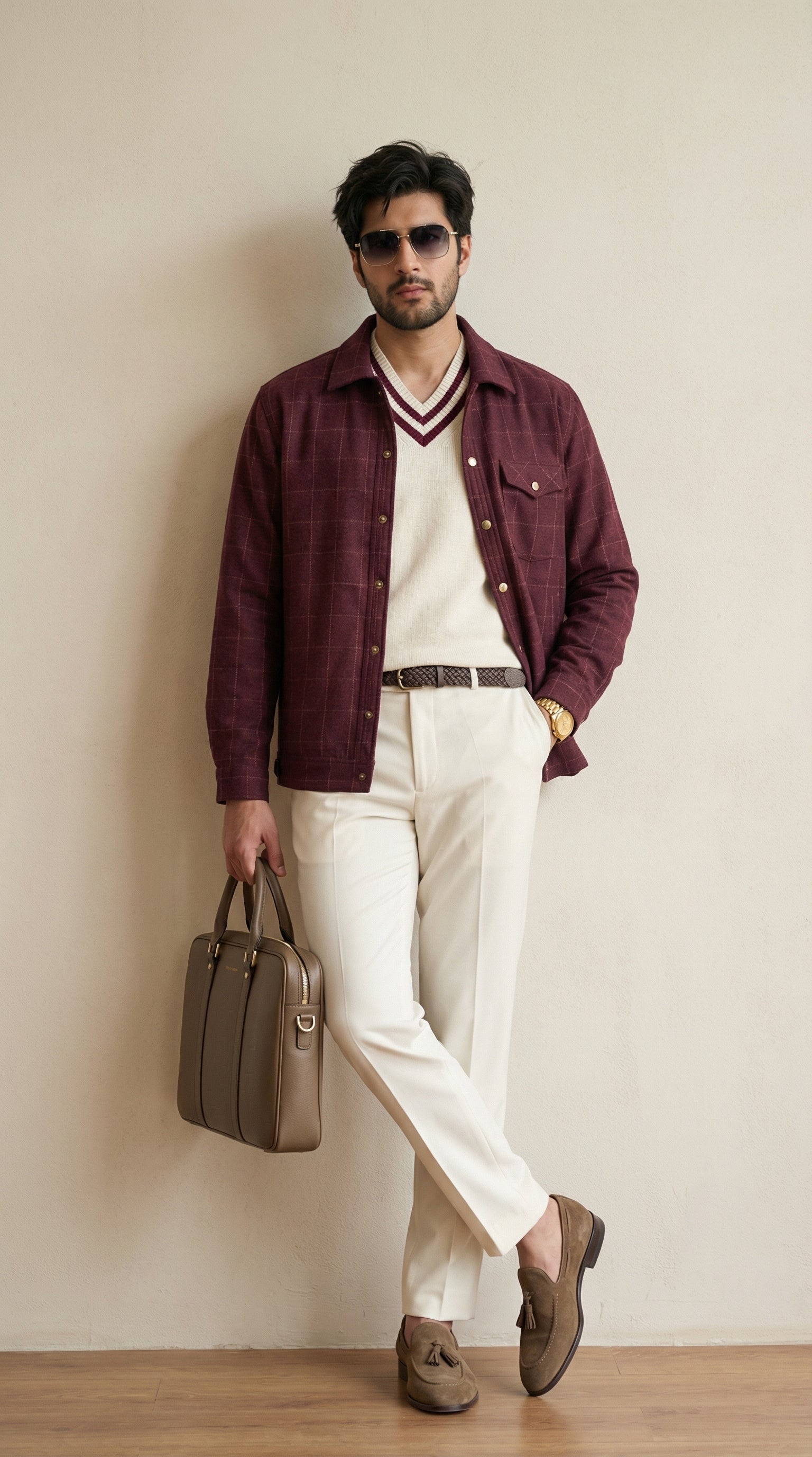 Men’s Wine Classic Wool Overshirt