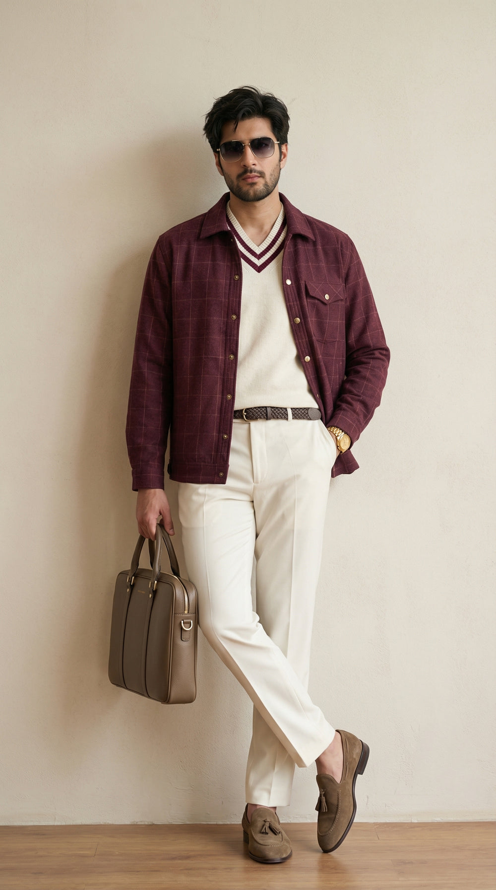 Men’s Wine Classic Wool Overshirt