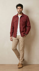 Men’s Maroon Classic Wool Overshirt