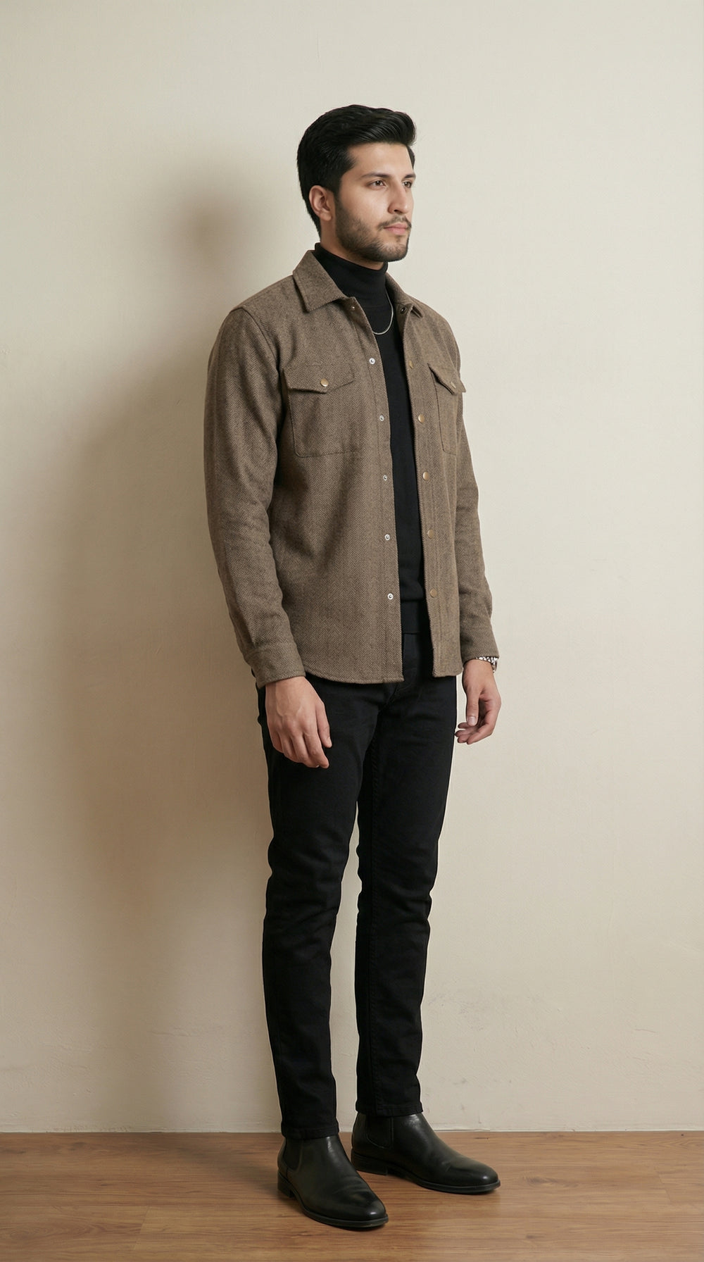 Men’s Brown Classic Wool Overshirt