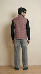 Deep Red Signature Nehru Fit Jacket | 100% Woolen