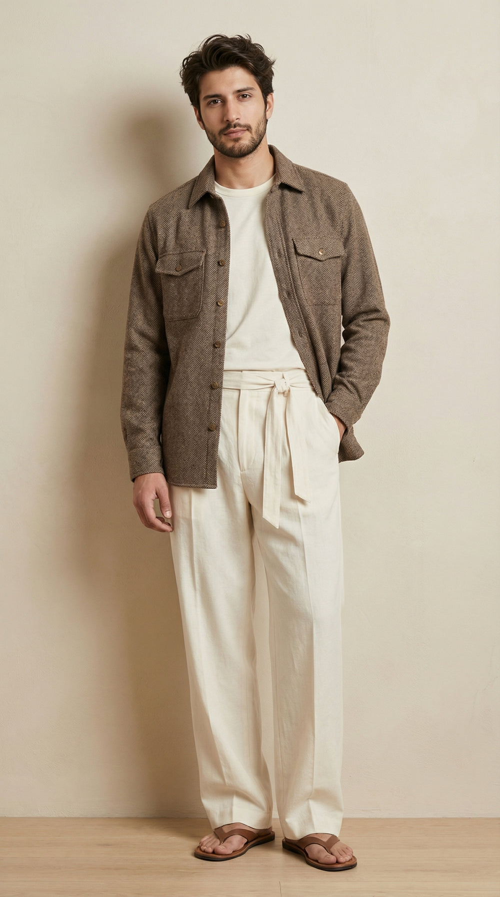 Men’s Brown Classic Wool Overshirt