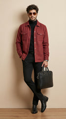 Men’s Maroon Classic Wool Overshirt