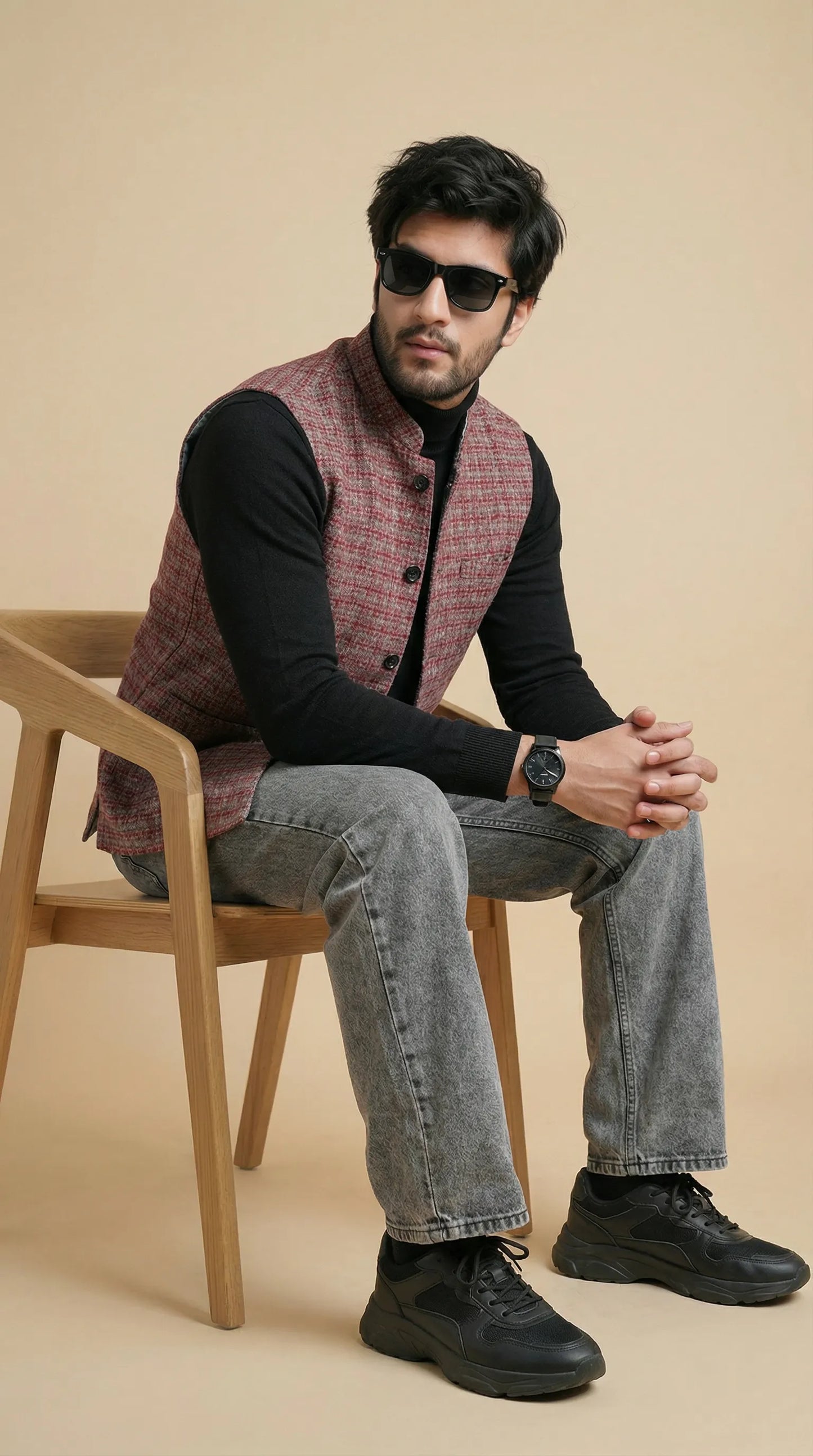 Deep Red Signature Nehru Fit Jacket | 100% Woolen