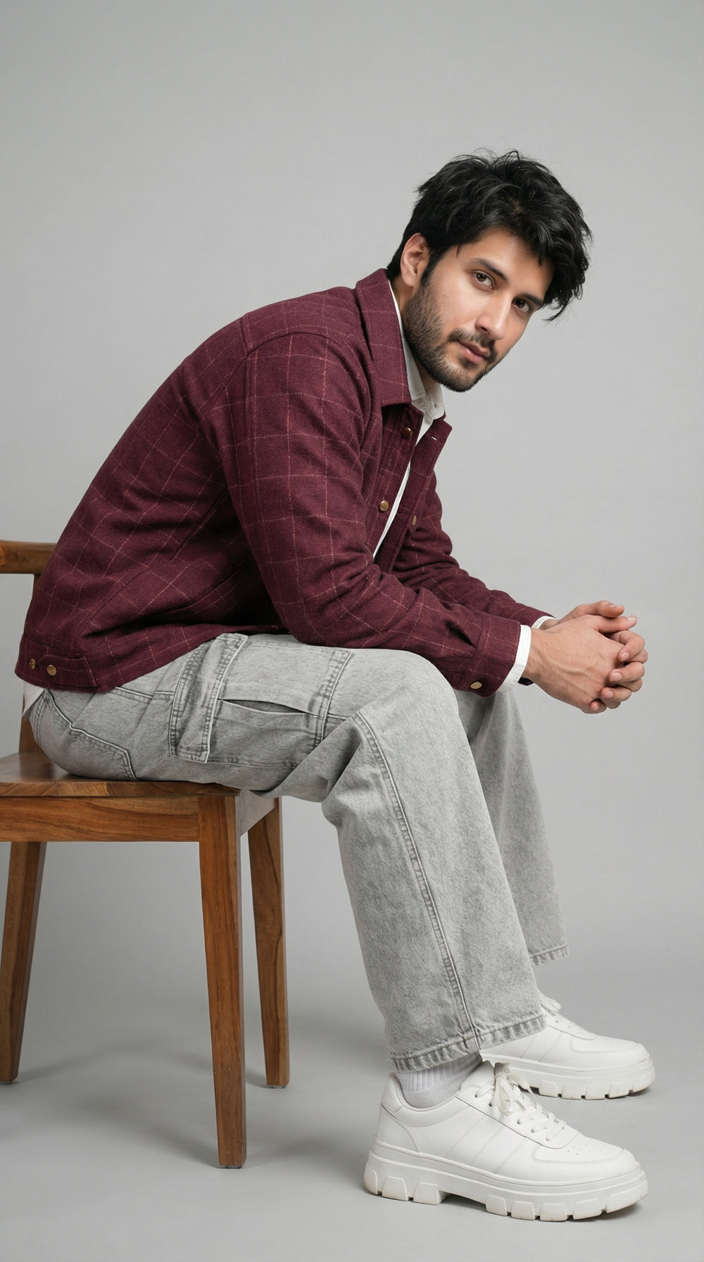 Men’s Wine Classic Wool Overshirt