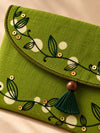 Close-up of hand embroidery on the Bel Buti Khadi shagun envelope