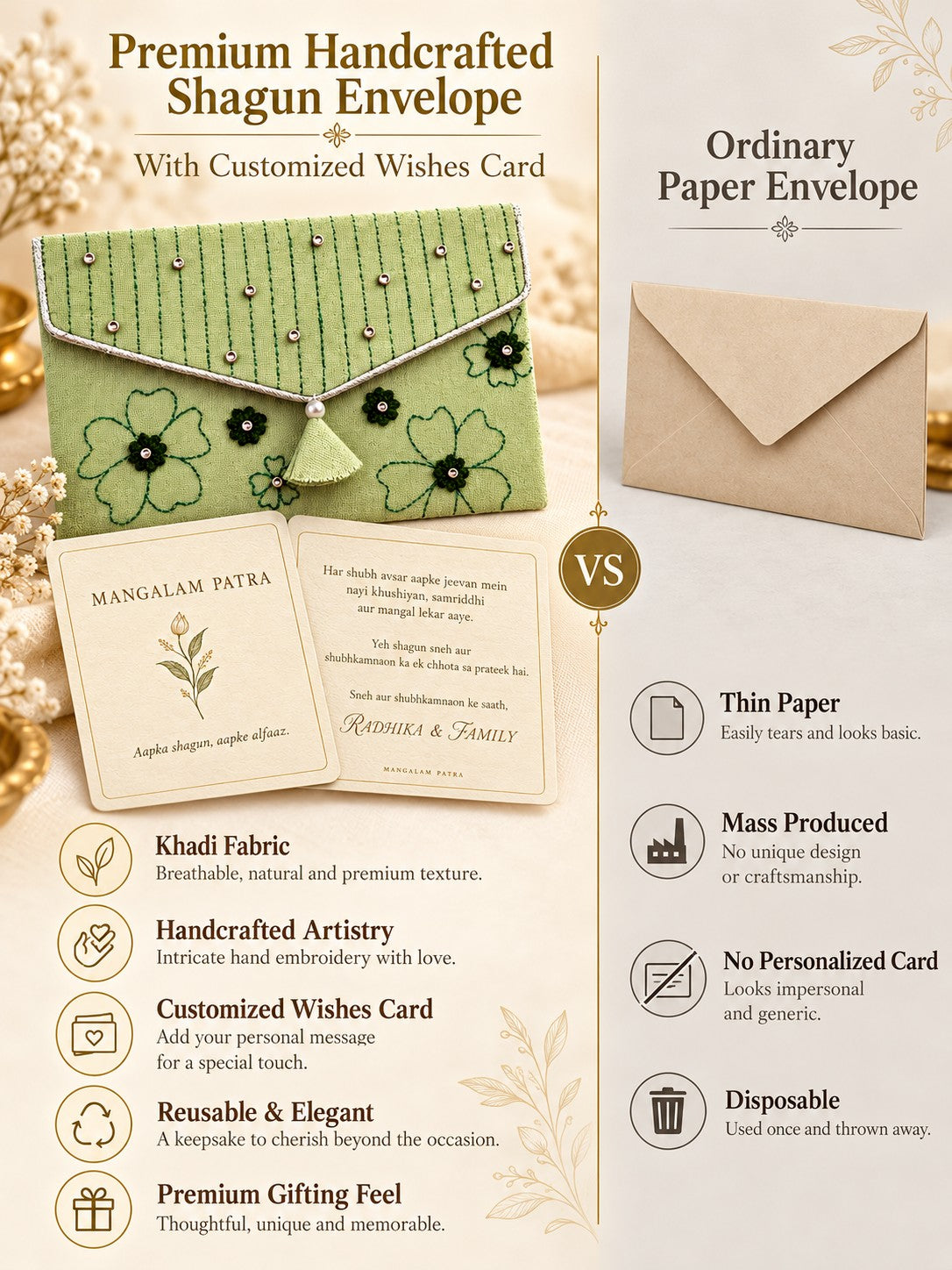 Khadi shagun envelope vs ordinary paper envelope