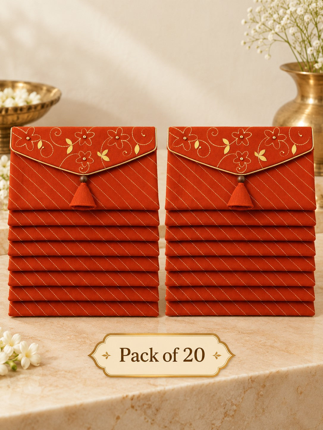 Gerua Khadi shagun envelopes pack of 20