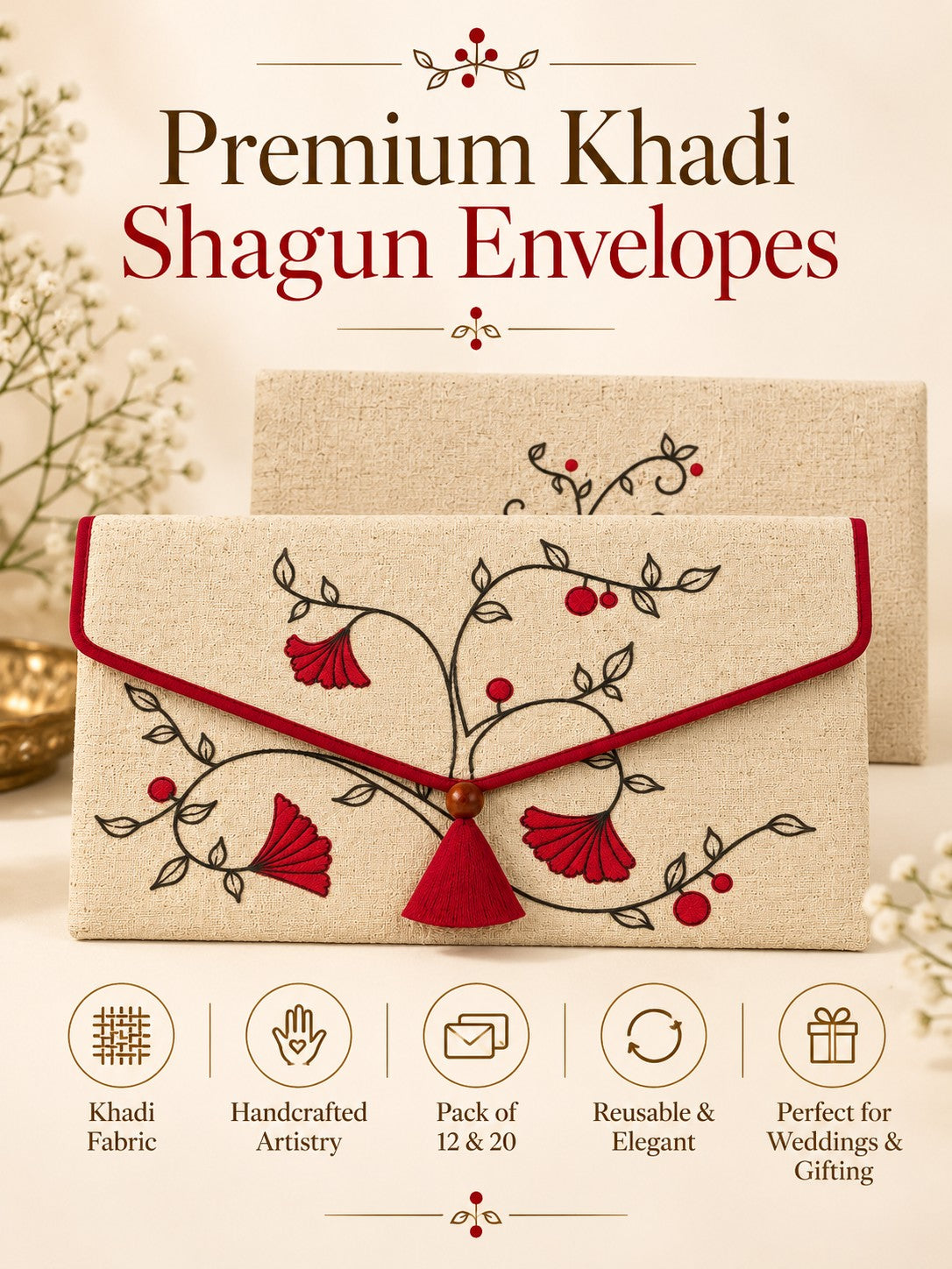 Premium Khadi shagun envelope features