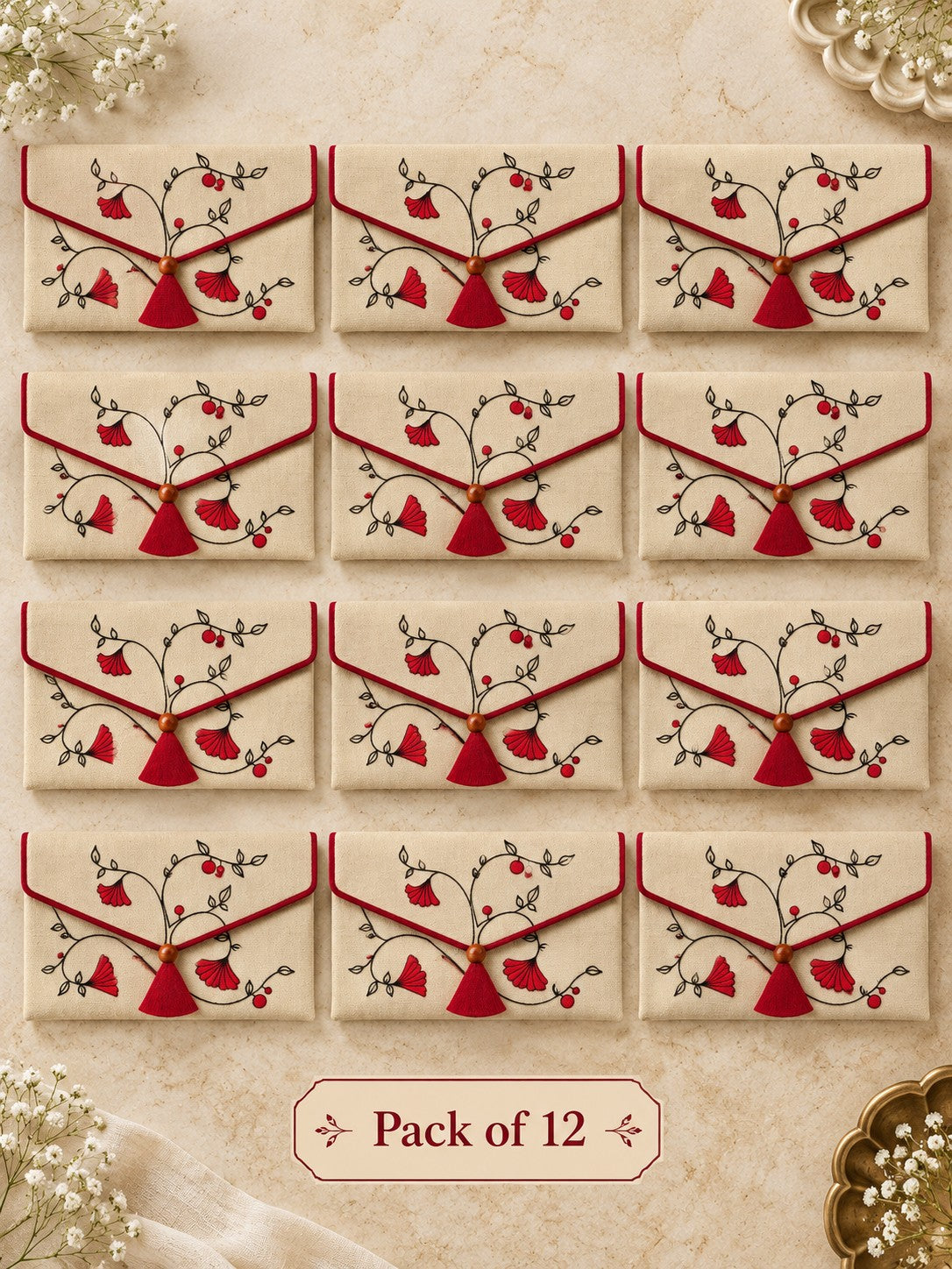 Gulmohar Khadi shagun envelopes pack of 12