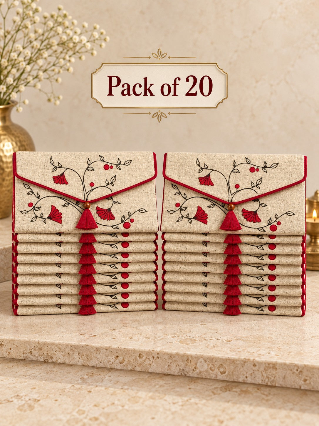 Gulmohar Khadi shagun envelopes pack of 20
