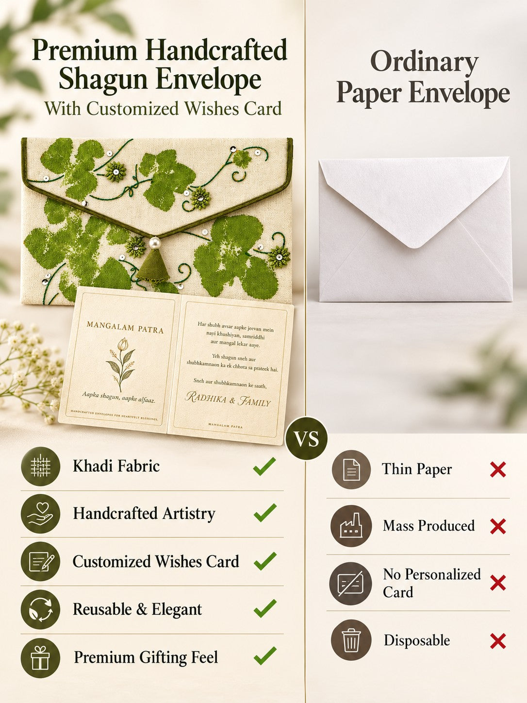 Khadi shagun envelope vs ordinary paper envelope