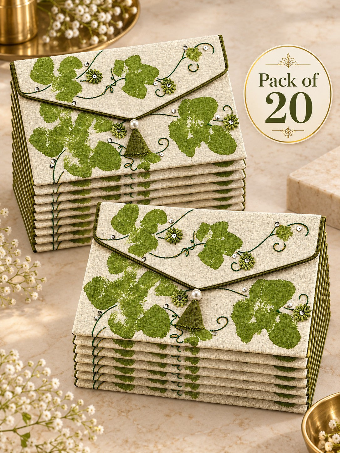 Hariyali Khadi shagun envelopes pack of 20