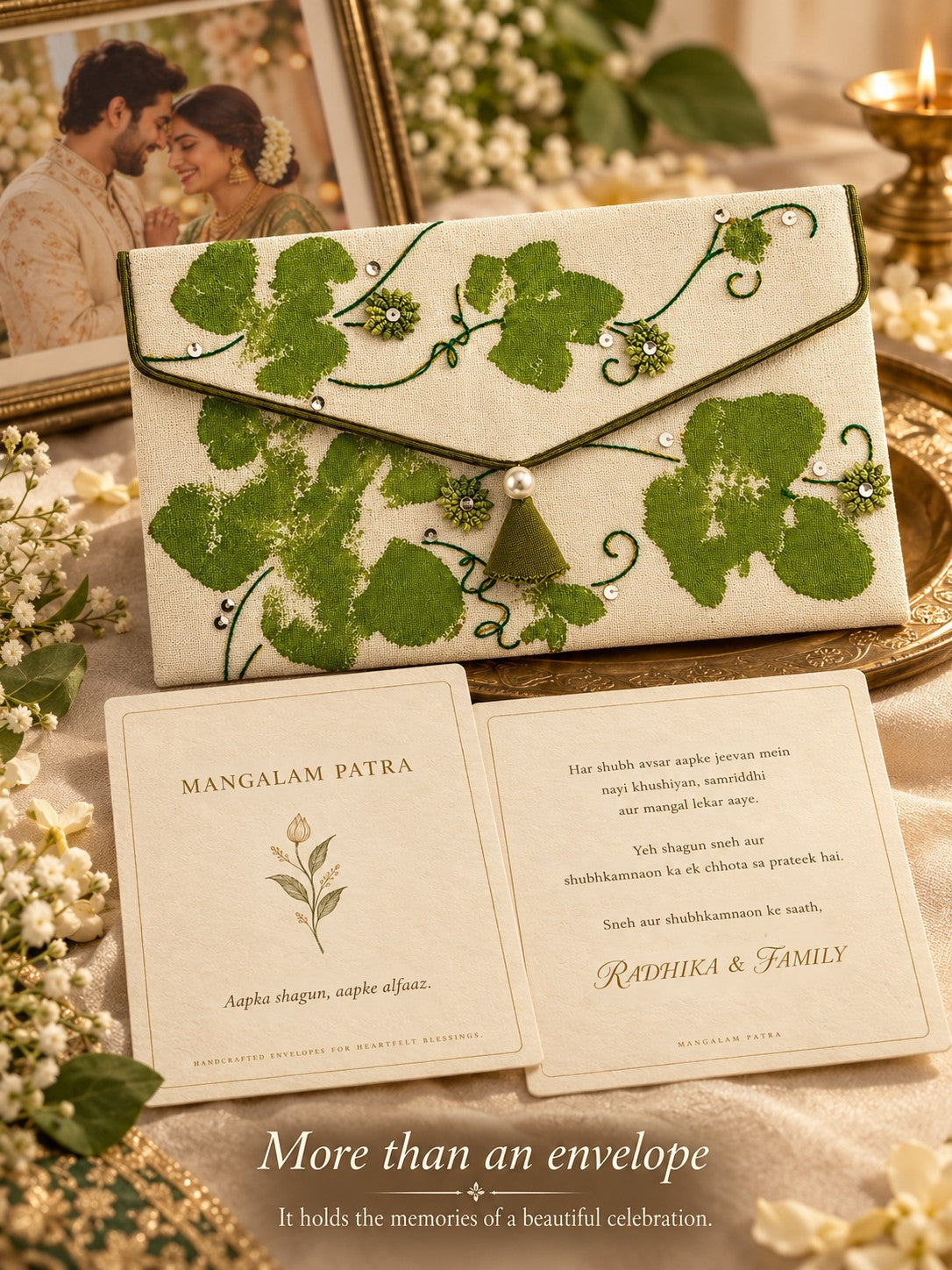 Reusable Hariyali Khadi shagun envelope as a keepsake