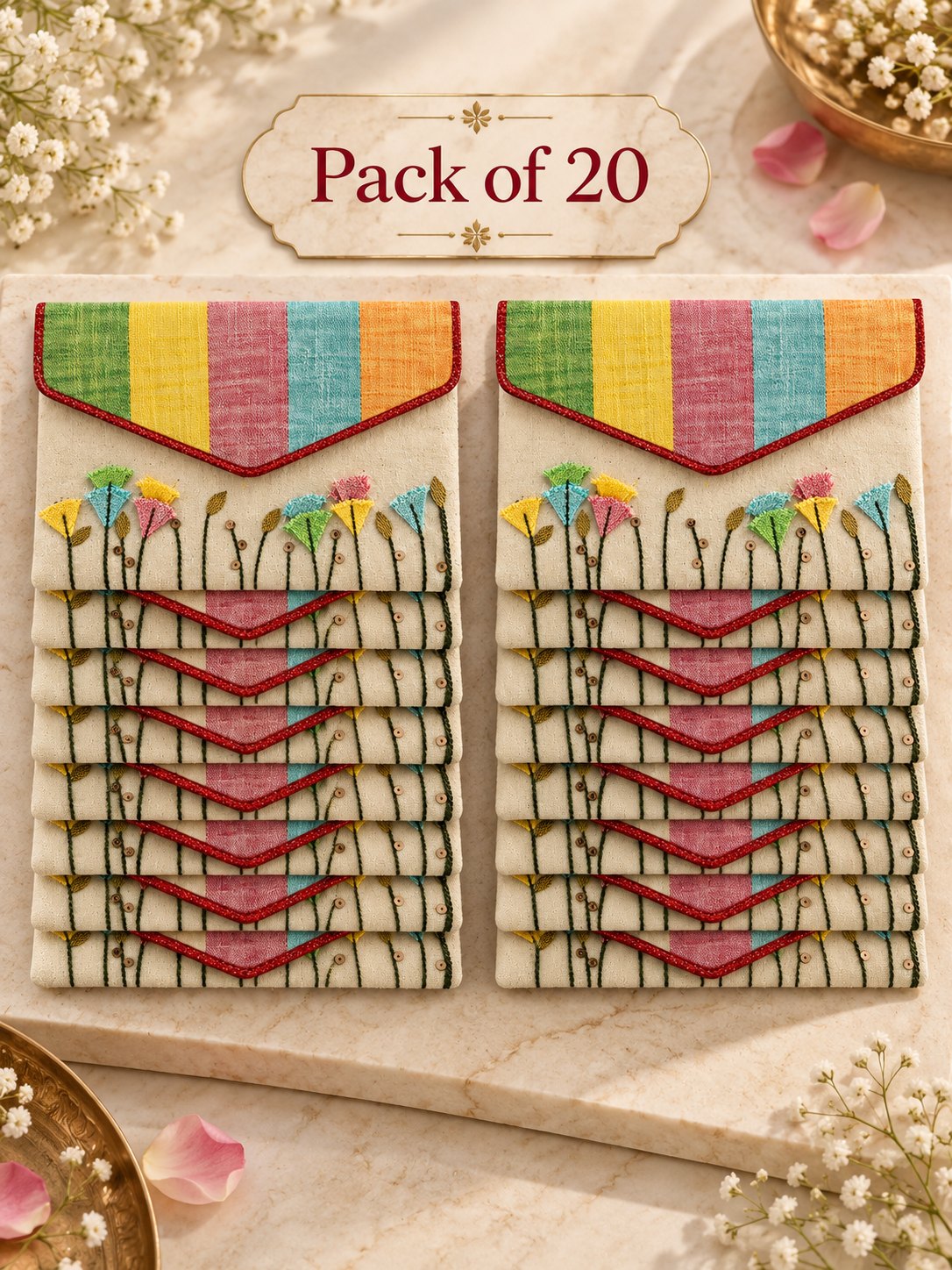 Khadi shagun envelopes pack of 20