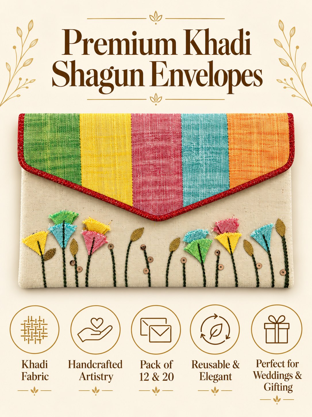 Premium Khadi shagun envelope features