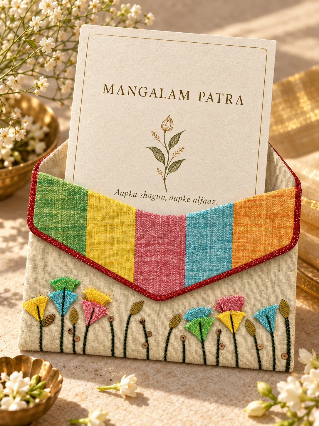 Mangalam Patra wishes card in Khadi envelope