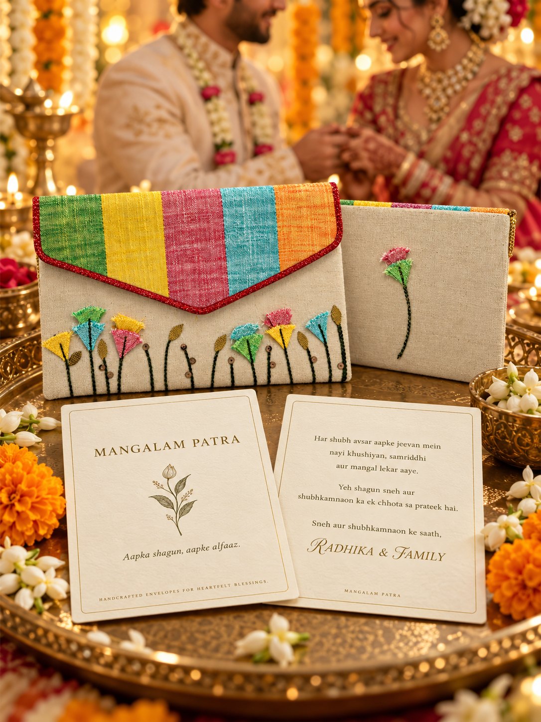 Khadi shagun envelope at an Indian wedding