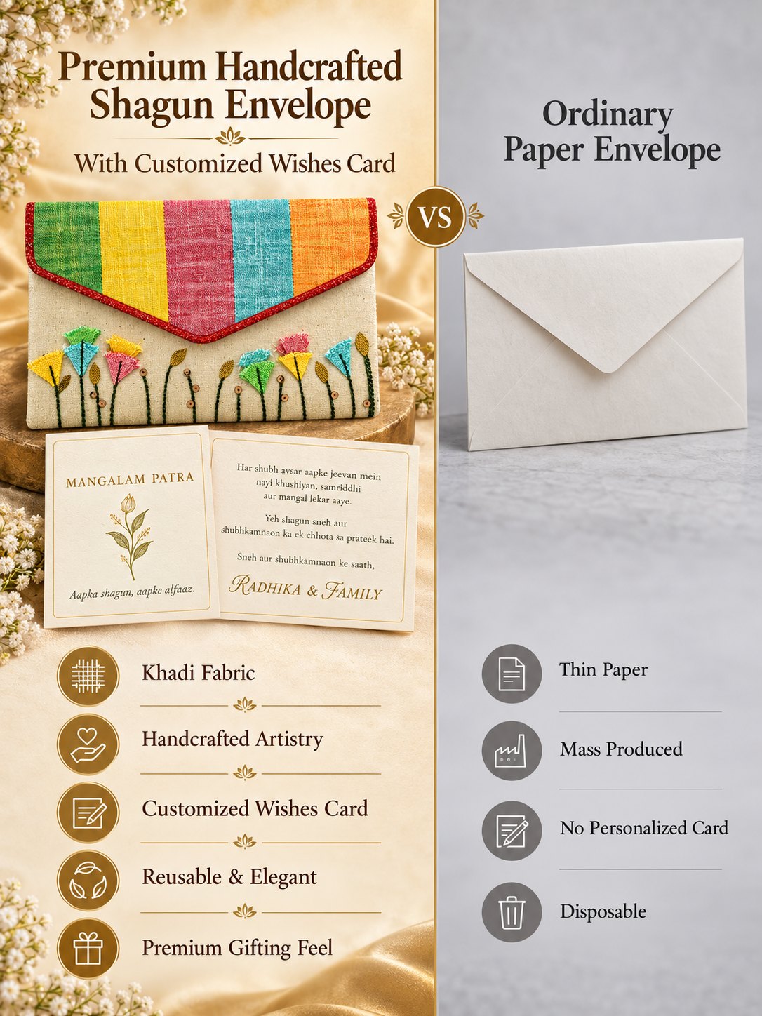 Khadi shagun envelope vs ordinary paper envelope