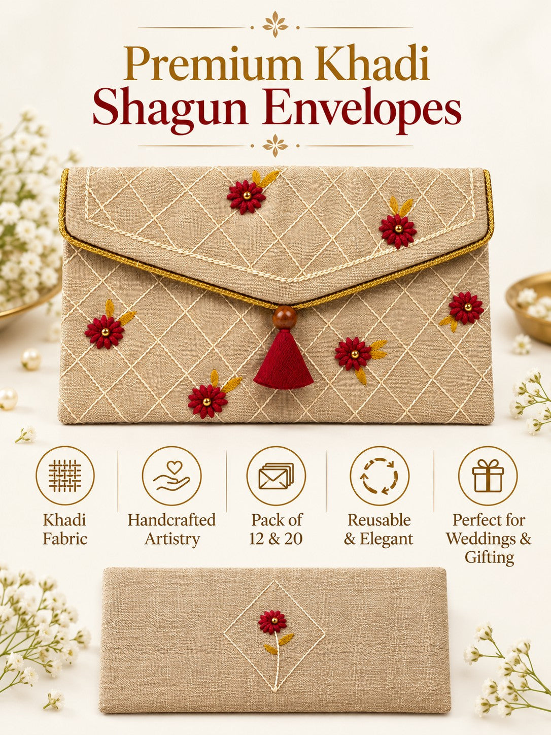 Premium Khadi shagun envelope features