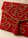 Close-up of hand embroidery on the Lehar Khadi shagun envelope