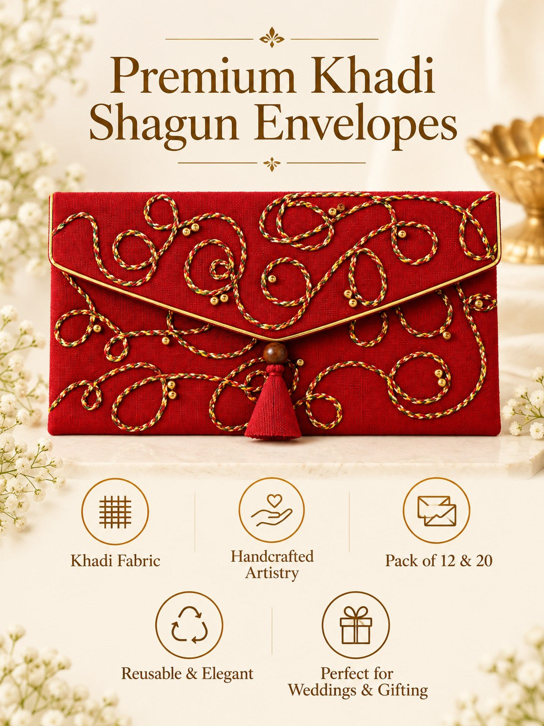 Premium Khadi shagun envelope features