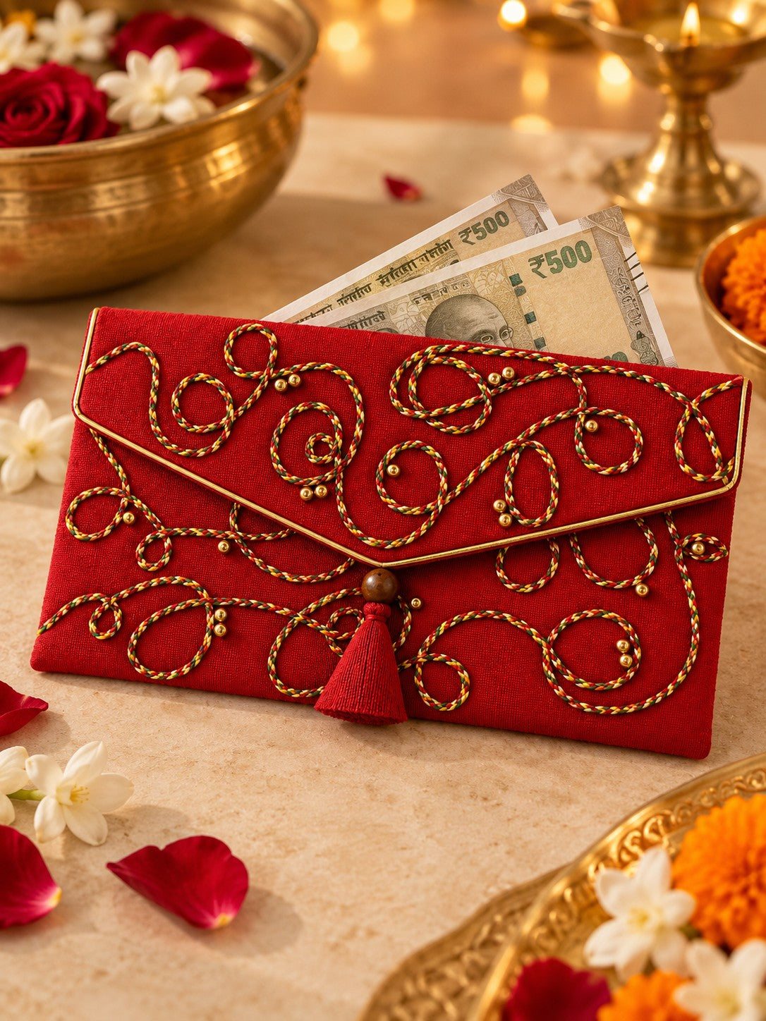 Lehar Khadi shagun envelope with Rs 500 notes