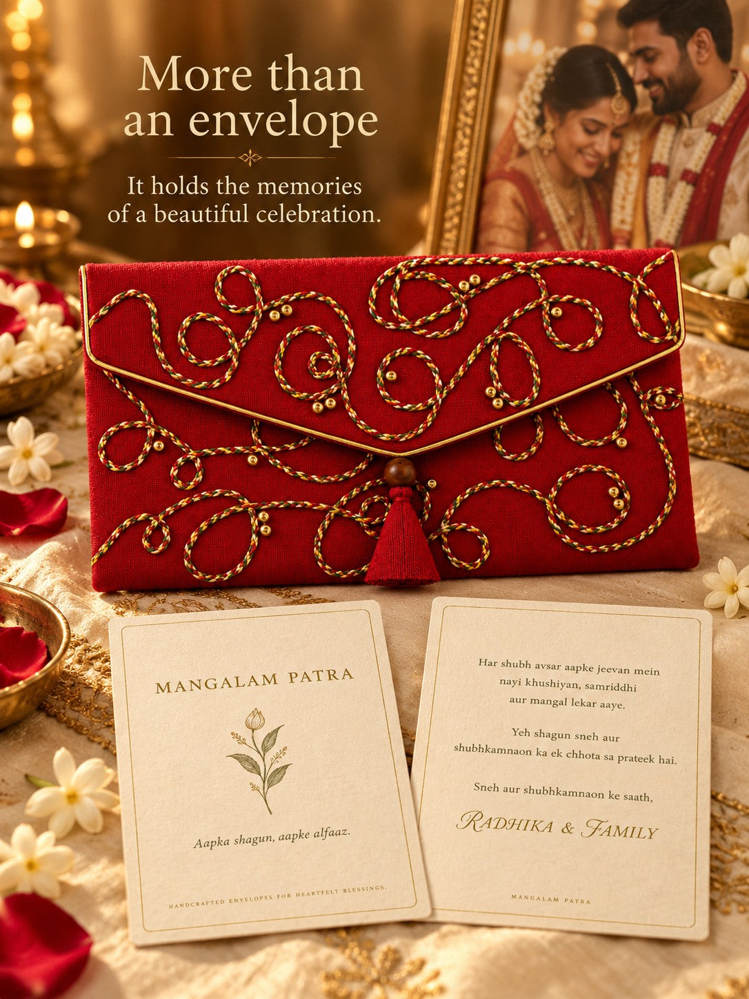 Reusable Lehar Khadi shagun envelope as a keepsake